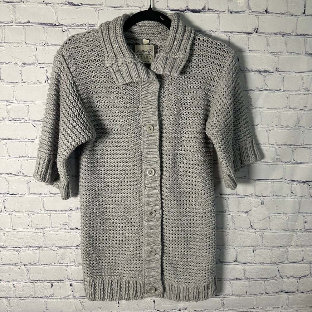 Vintage 90s Esprit Chunky Knit Short Sleeve Cardigan Sweater - Picture 2 of 4